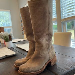 Frye Campus 14L rare color taupe brown tan grey boots womens 6